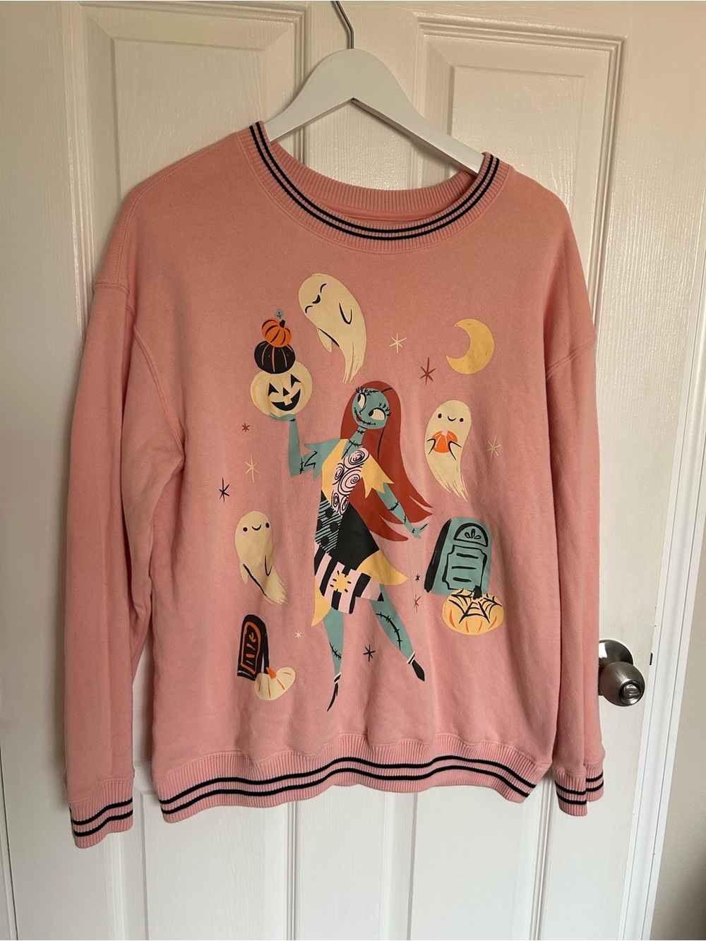 Disney Pink Nightmare Before Christmas Graphic Halloween Crewneck Sweatshirt